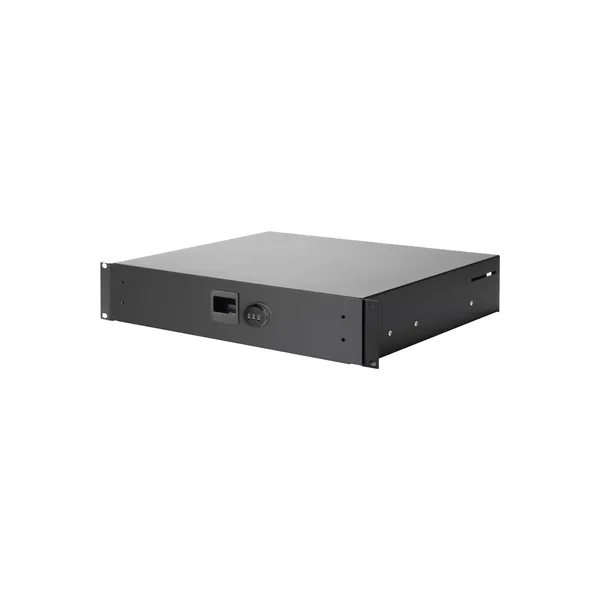 Cajón para rack Adam Hall de aluminio de 19″ con cerradura de combinación incorporada (2 RU)