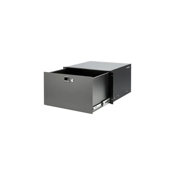 Cajón para rack de acero Adam Hall de 19″ con cerradura de cilindro incorporada (6 RU)