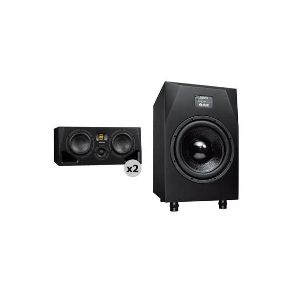 Adam Professional Audio A77H 340W Dual 7″ Kit de monitor de estudio de medio campo activo de 3 vías con subwoofer Sub12 (par)