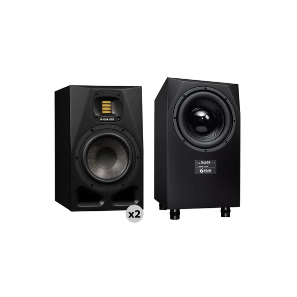 Adam Professional Audio A7V 130W Monitores de estudio activos de 7″ con kit de estudio de subwoofer de 10″