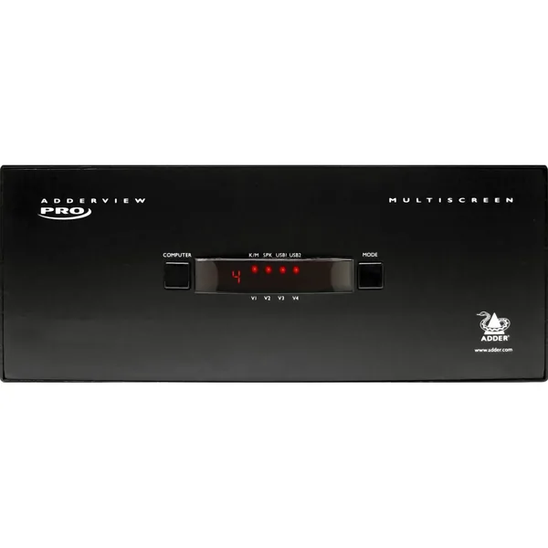 Adder ADDERView 4 PRO Conmutador de vídeo y periféricos DVI-I de doble enlace (cuatro cabezales de vídeo)