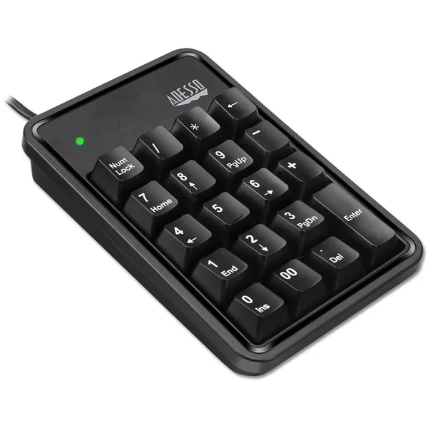 Adesso AKB-600HB Teclado mecánico de 19 teclas con concentrador USB de 3 puertos (negro)