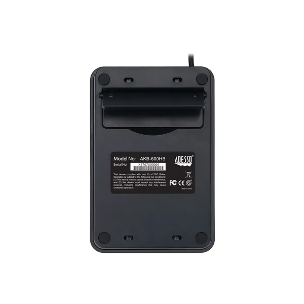 Adesso AKB-600HB Teclado mecánico de 19 teclas con concentrador USB de 3 puertos (negro)