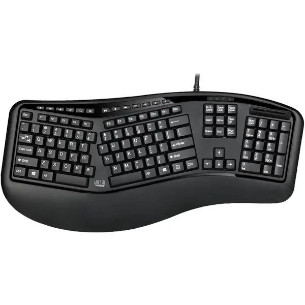Teclado ergonómico de escritorio Adesso con lector de tarjetas inteligentes