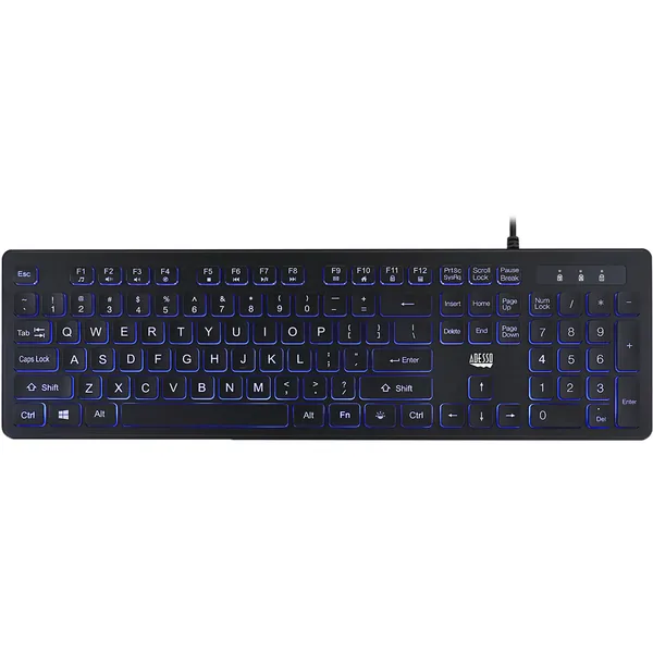Teclado iluminado antimicrobiano con letra grande Adesso