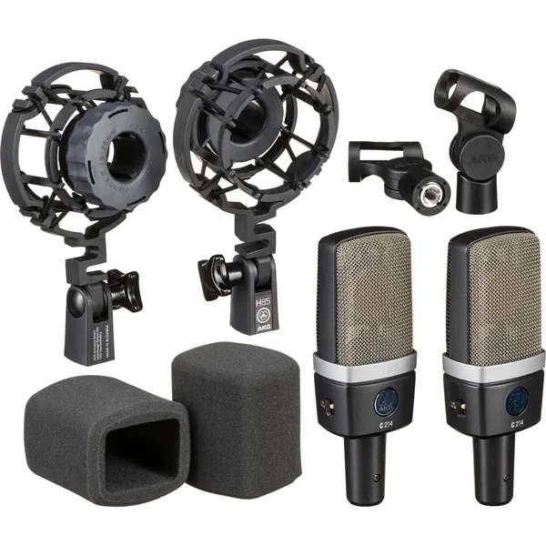 Micrófono de condensador cardioide de diafragma grande AKG C214MP (par combinado)