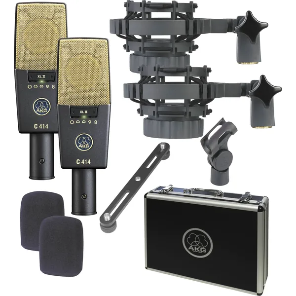 AKG C414 XLII Micrófono de condensador multipatrón de diafragma grande (par combinado)