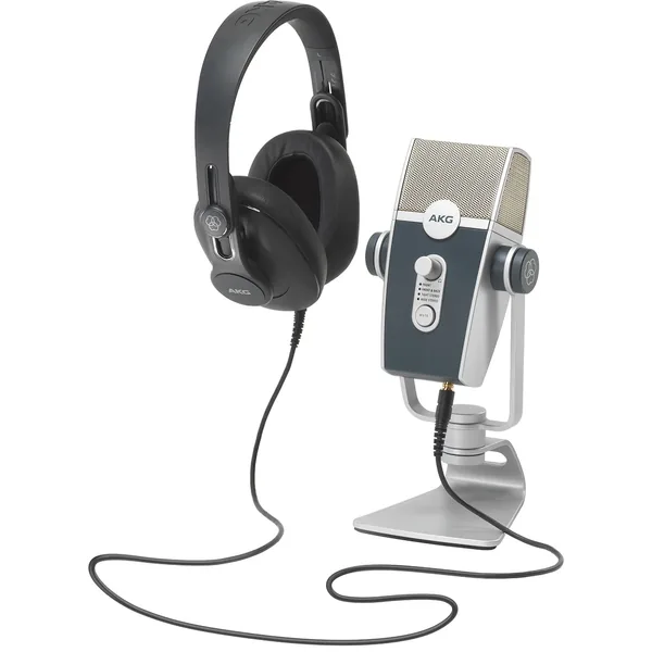 Micrófono USB AKG Podcaster Essentials Lyra y auriculares AKG K371