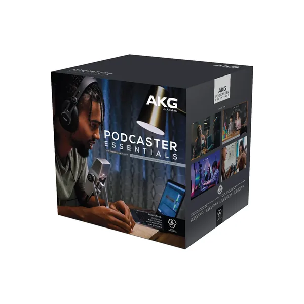 Micrófono USB AKG Podcaster Essentials Lyra y auriculares AKG K371