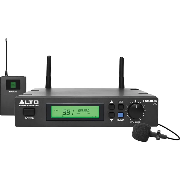 Alto Professional Radius 200 Sistema con micrófono inalámbrico de diversidad UHF profesional con micrófono Lavalier