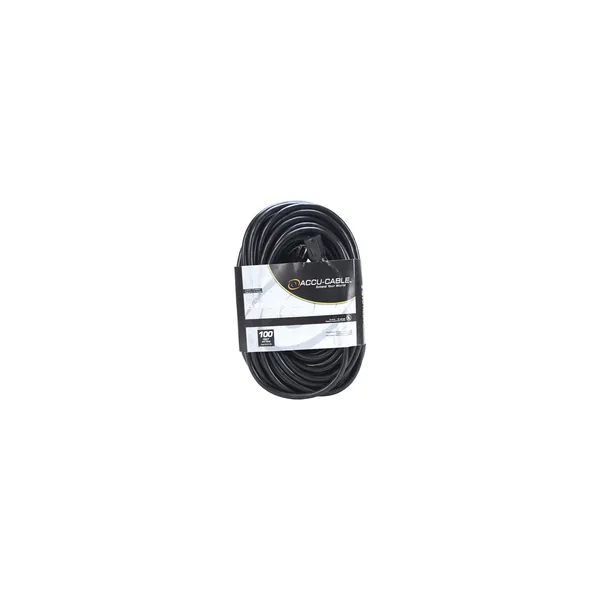 American DJ Accu-Cable 3-Wire Edison AC Extension Cord (12 AWG, Black, 100′)