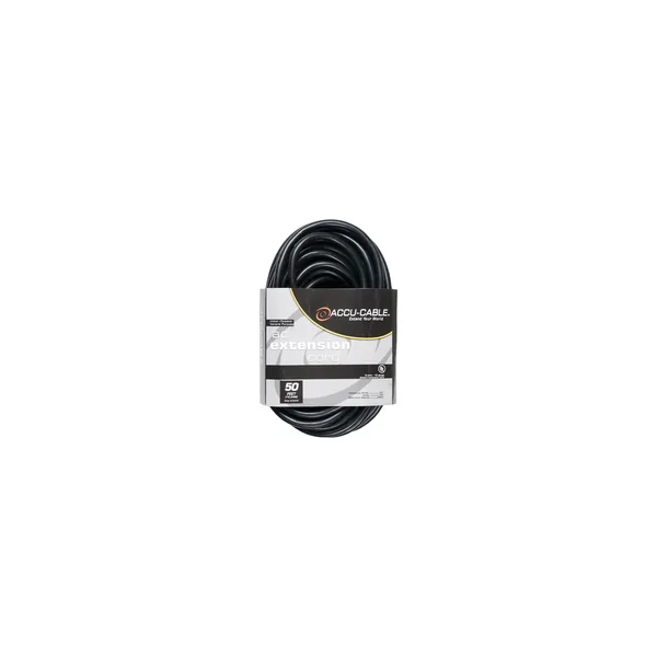 American DJ Accu-Cable 3-Wire Edison AC Extension Cord (12 AWG, Black, 50′)