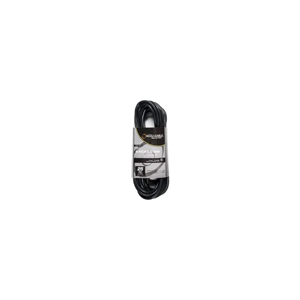 American DJ Accu-Cable 3-Wire Edison AC Extension Cord (16 AWG, Black, 25′)