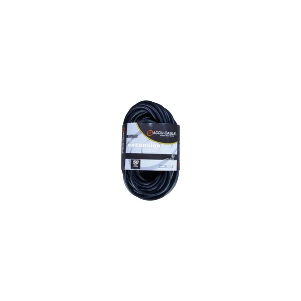 American DJ Accu-Cable 3-Wire Edison AC Extension Cord (16 AWG, Black, 50′)