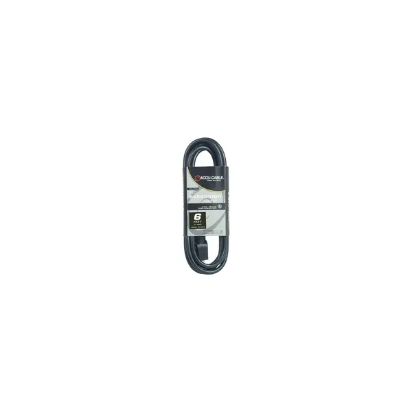 American DJ Accu-Cable 3-Wire Edison AC Extension Cord (16 AWG, Black, 6′)