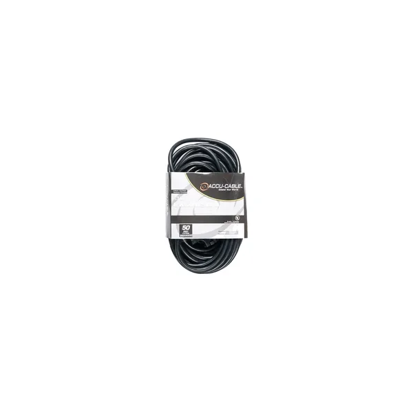 American DJ Accu-Cable 3-Wire Edison AC Extension Cord with Three Plugs (12 AWG, Black, 50′)