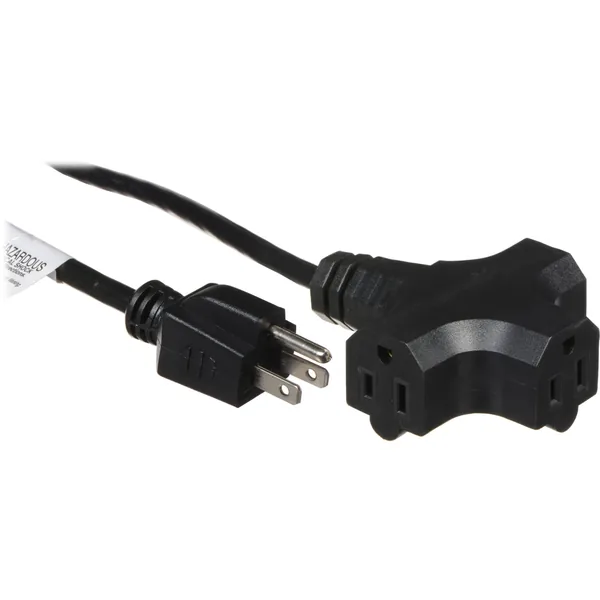 American DJ Accu-Cable AC Extension Cord with Three Outlets (16 AWG, Black, 25′)