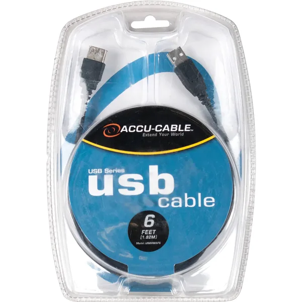 American DJ Accu-Cable USB 2.0 Type A Male to Type A Female Extension Cable (6′)