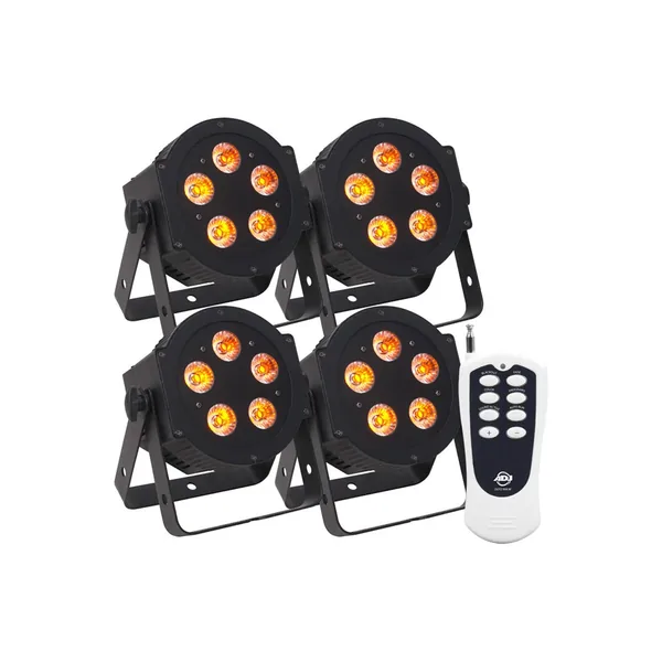American DJ HEX Pak with 4 x 5PX HEX LED Par Fixtures and ADJ RFC Wireless Remote (Black)