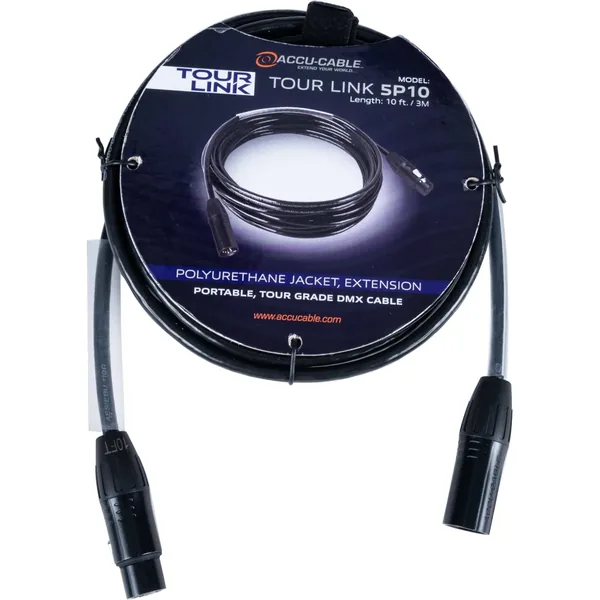 American DJ Tour Link 5P10 Cable DMX profesional Accu-Cable Series de 5 pines (10′)