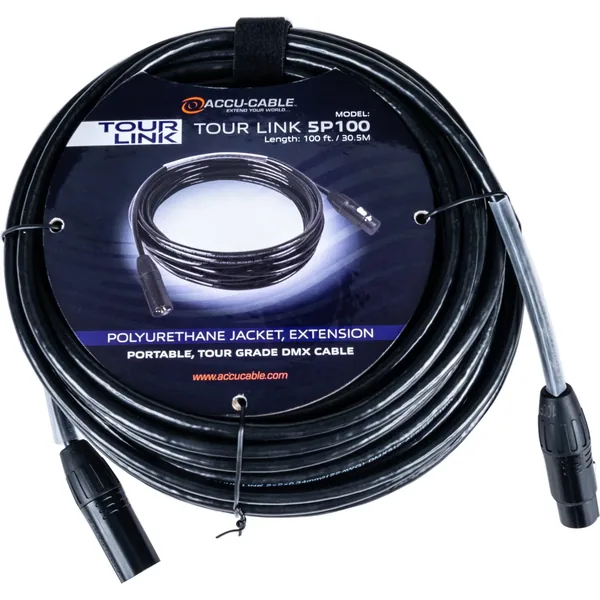 American DJ Tour Link 5P100 Cable DMX profesional Accu-Cable Series de 5 pines (100′)