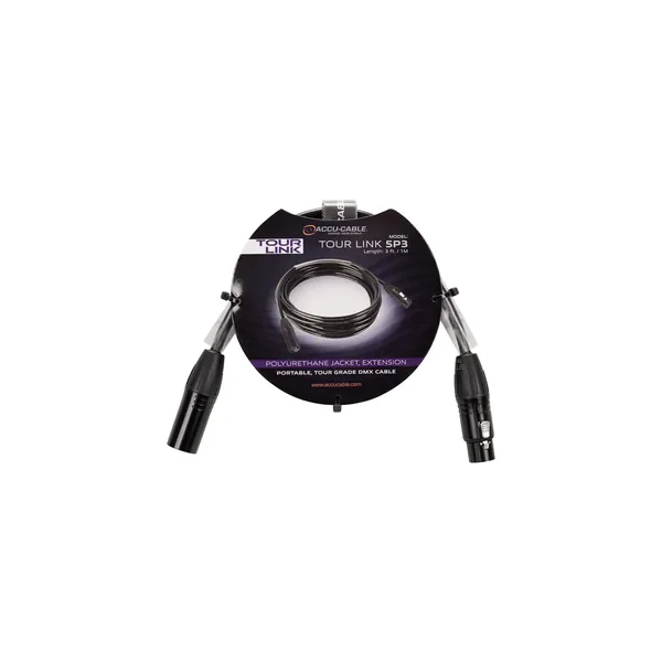 American DJ Tour Link 5P3 Cable DMX profesional Accu-Cable Series de 5 pines (3′)