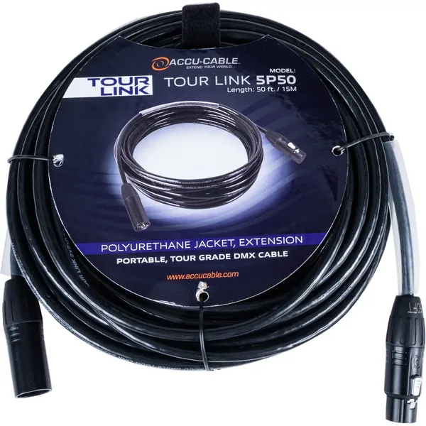 American DJ Tour Link 5P50 Cable DMX profesional Accu-Cable Series de 5 pines (50′)