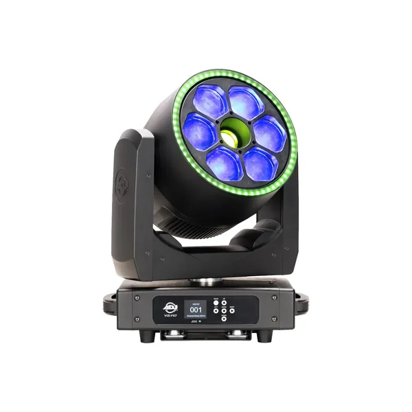 American DJ VIZI FX7 Beam, Wash, caleidoscopio multicolor y cabezal móvil con anillo LED