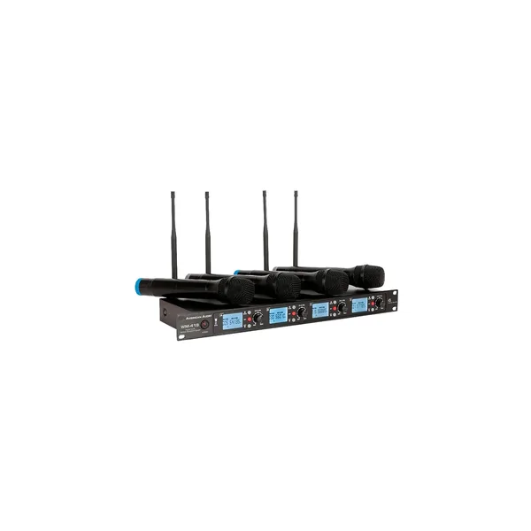 American DJ WM-419 Sistema de micrófono de mano inalámbrico UHF de cuatro canales (540 a 590 MHz)