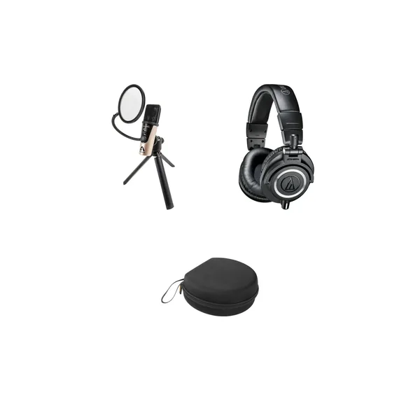Apogee Electronics HypeMiC – Kit de micrófono de condensador cardioide USB con auriculares y estuche Audio-Technica ATH-M50x