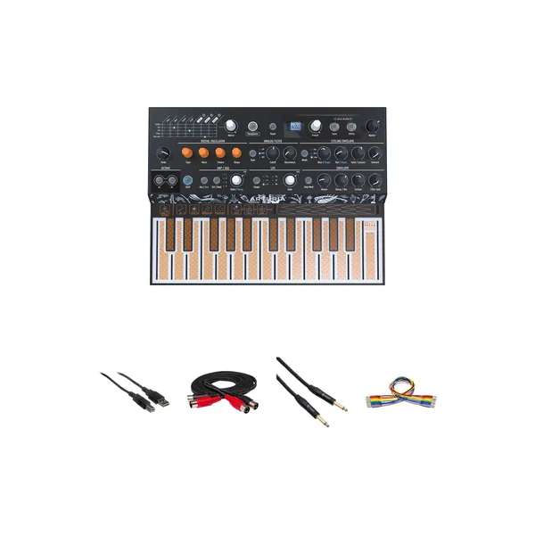 Arturia MicroFreak Kit de sintetizador híbrido analógico/digital con accesorios para cables