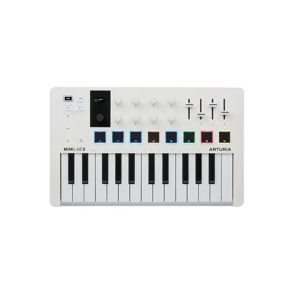 Arturia MiniLab 3 Teclado MIDI compacto y controlador de pad (blanco)