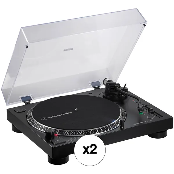 Audio-Technica AT-LP120XBT-USB Stereo Turntable with USB and Bluetooth (Black, Pair)
