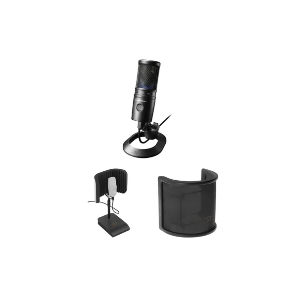 Audio-Technica AT2020USB-X Kit económico de escritorio con filtro reflectante y pantalla emergente