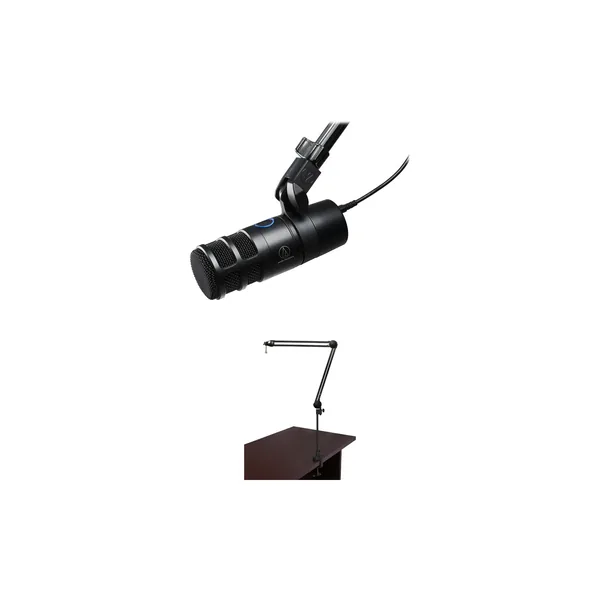 Audio-Technica AT2040USB Kit de micrófono USB dinámico para podcast con brazo de transmisión