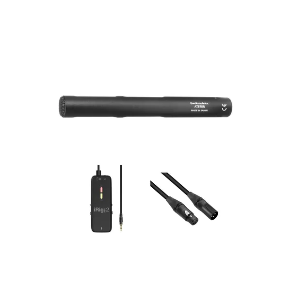 Audio-Technica AT875R Kit de micrófono de cañón corto con interfaz de micrófono para teléfonos inteligentes
