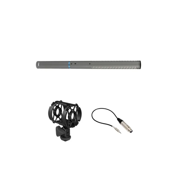 Kit de micrófono tipo cañón Audio-Technica AT897 con soporte antivibración y cable XLR a 3,5 mm