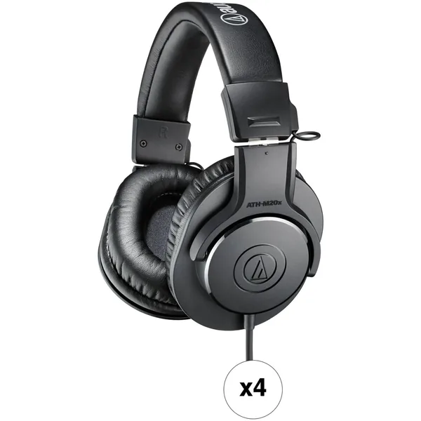 Audio-Technica ATH-M20x Auriculares cerrados para monitor (negro, paquete de 4)