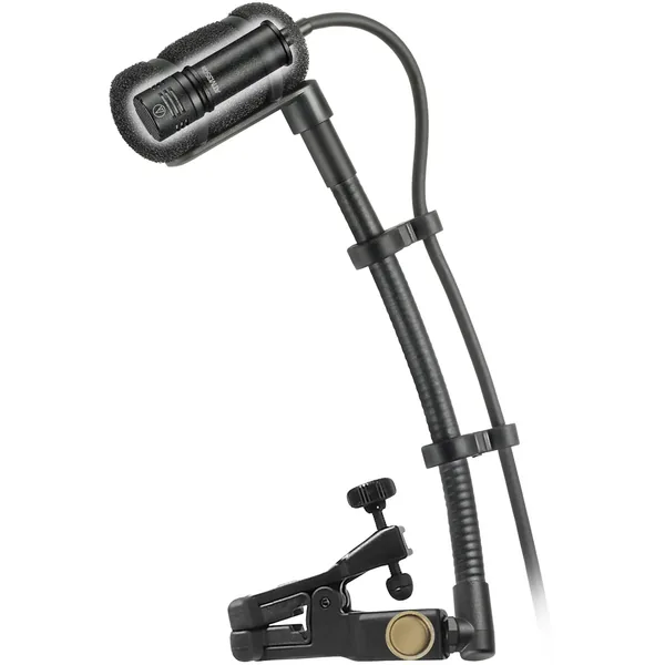 Audio-Technica ATM350U Micrófono de condensador cardioide para instrumentos con sistema de montaje universal con clip (cuello de cisne de 5″)