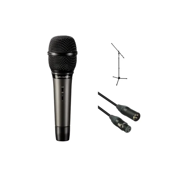 Audio-Technica ATM710 Kit de micrófono de mano de condensador cardioide con soporte para micrófono y cable
