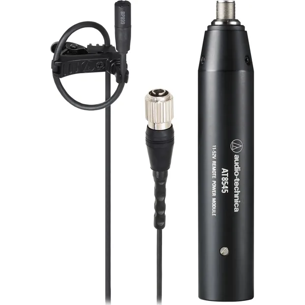 Audio-Technica BP899 Micrófono Lavalier omnidireccional subminiatura con sensibilidad normal, conector estilo Hirose cH y módulo de alimentación/XLR (negro)