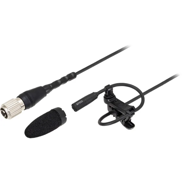 Audio-Technica BP899 Micrófono Lavalier omnidireccional subminiatura con sensibilidad normal, conector estilo Hirose cH y módulo de alimentación/XLR (negro)