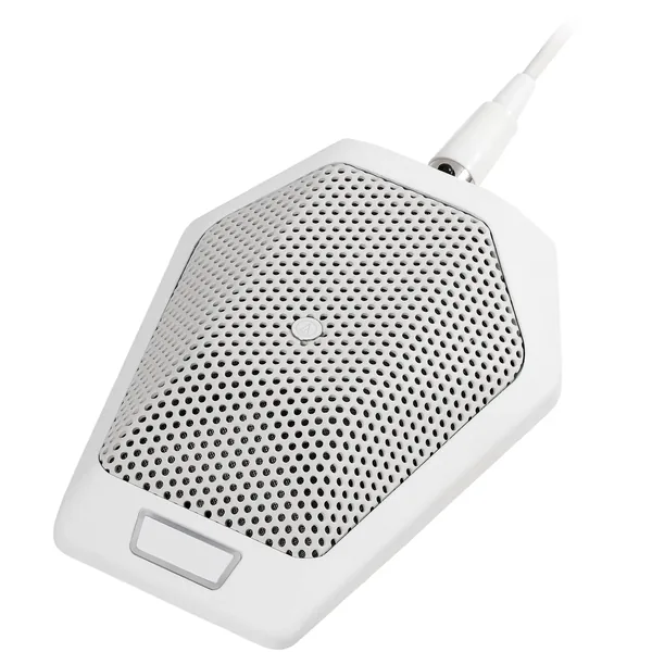 Audio-Technica U891RWb Micrófono de superficie cardioide con LED e interruptor local (blanco)
