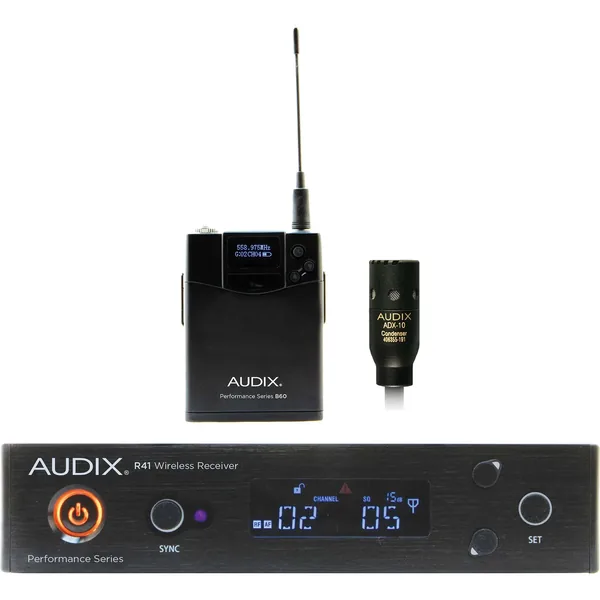 Audix AP41 Performance Series Sistema inalámbrico de petaca de un solo canal con micrófono de condensador Lavalier ADX10 (554 a 586 MHz)