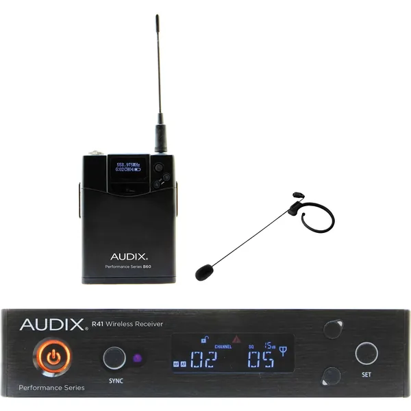 Audix AP41 Performance Series Sistema inalámbrico Bodypack de un solo canal con micrófono condensador de un solo oído HT7 (negro, 554 a 586 MHz)