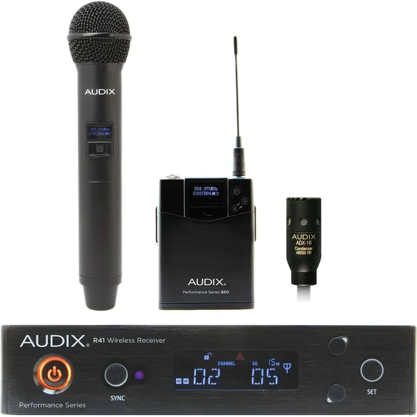 Audix AP41 Performance Series Combo de un solo canal OM2 portátil y sistema inalámbrico ADX10 Lavalier (554 a 586 MHz)