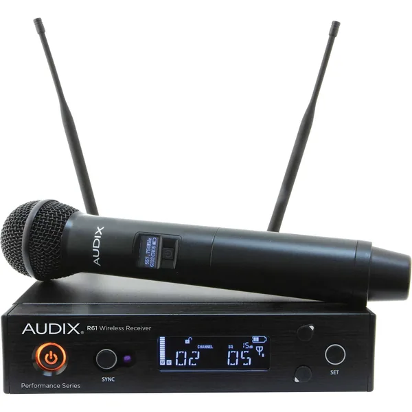 Audix AP61 OM2 R61 Receptor de diversidad verdadera de un solo canal con transmisor de micrófono de mano H60 OM2 (522 a 586 MHz)
