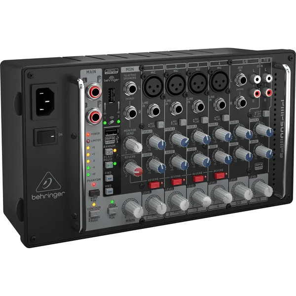 Behringer Europower PMP500MP3 Mezclador PA de 500 W, 8 entradas y reproductor de MP3