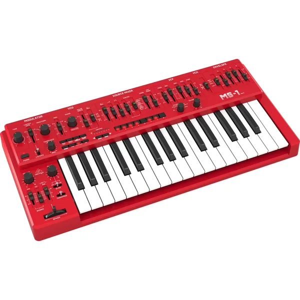 Behringer MS-1 MK II Sintetizador analógico con kit de interpretación en vivo (rojo)