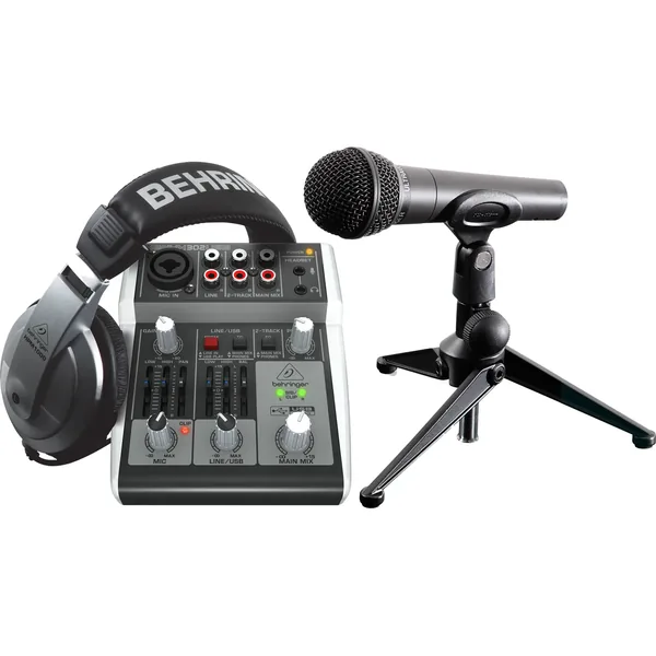 Behringer PODCASTUDIO 2 USB Paquete completo de podcast estudio con mezclador USB, micrófono y auriculares